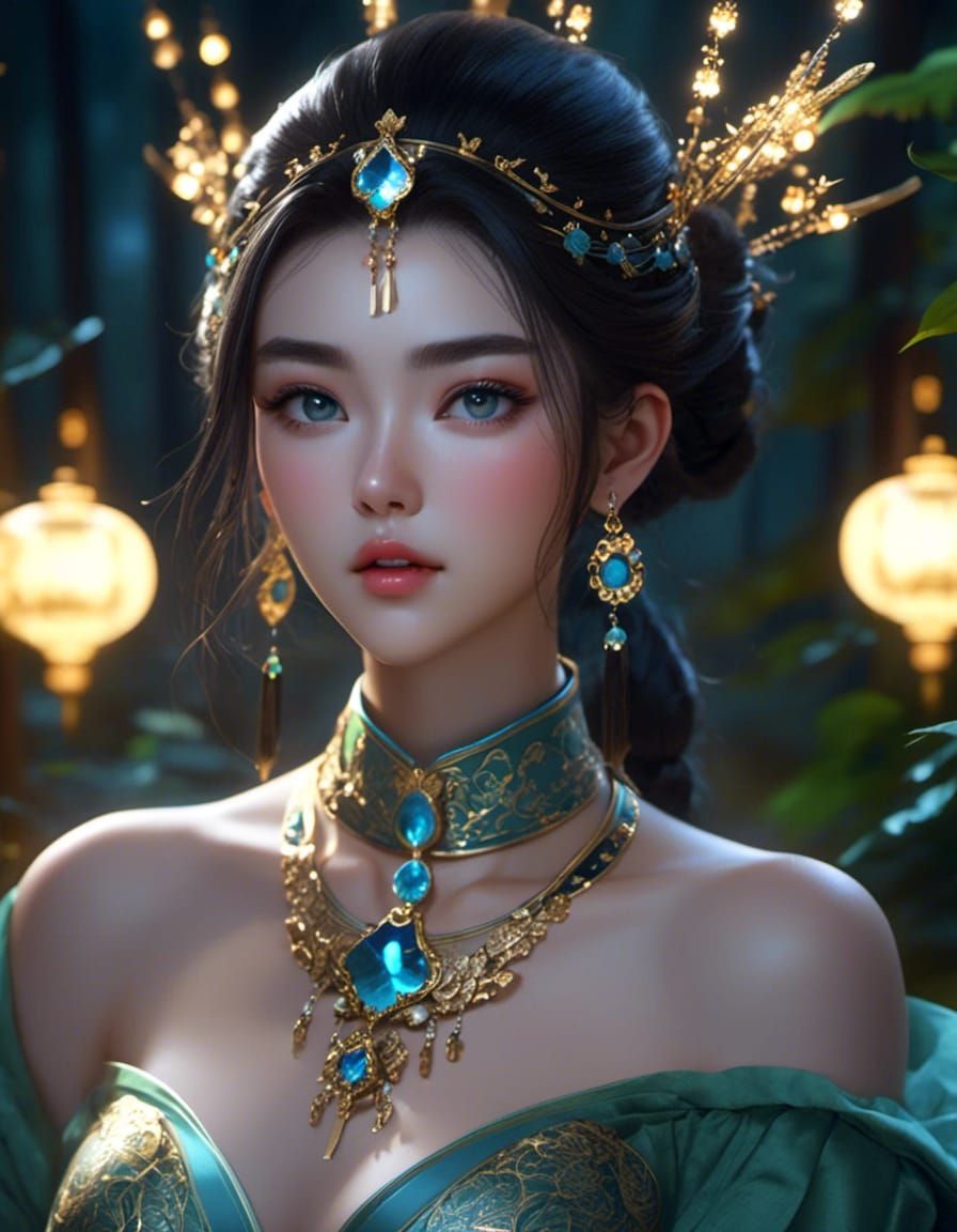 Wuxia Princess Portrait in Anime Realism Style