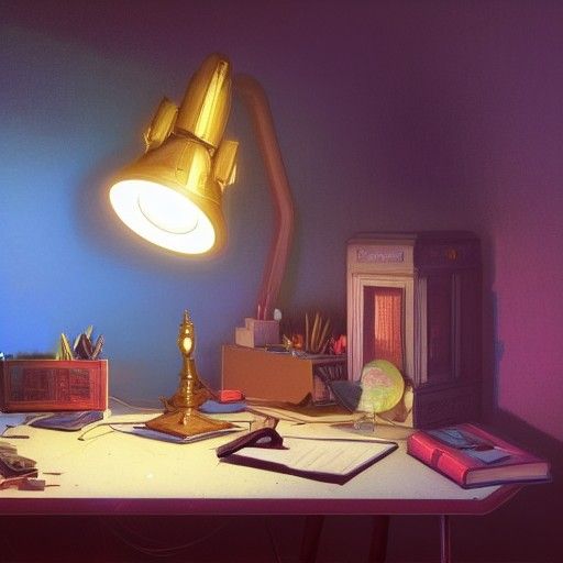 Teenage Desk Concept Art in Orange and Teal