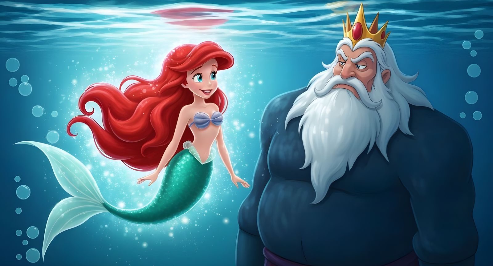 Realistic Ariel and Triton Under the Sea