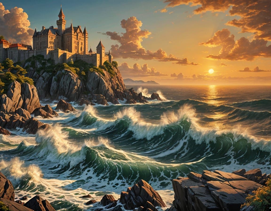 Seaside Castle Fantasy Art in Hyperrealism