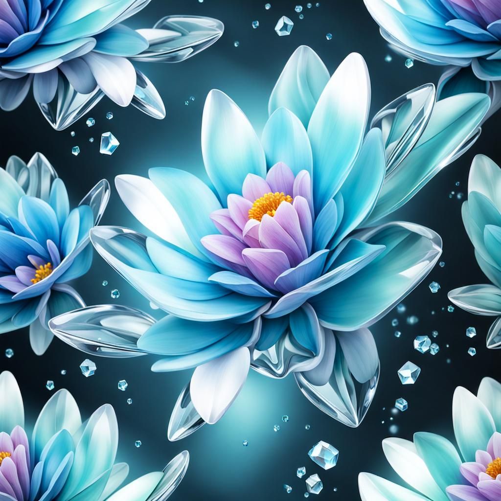 Shimmering Crystal Flower with Reflections in 4K