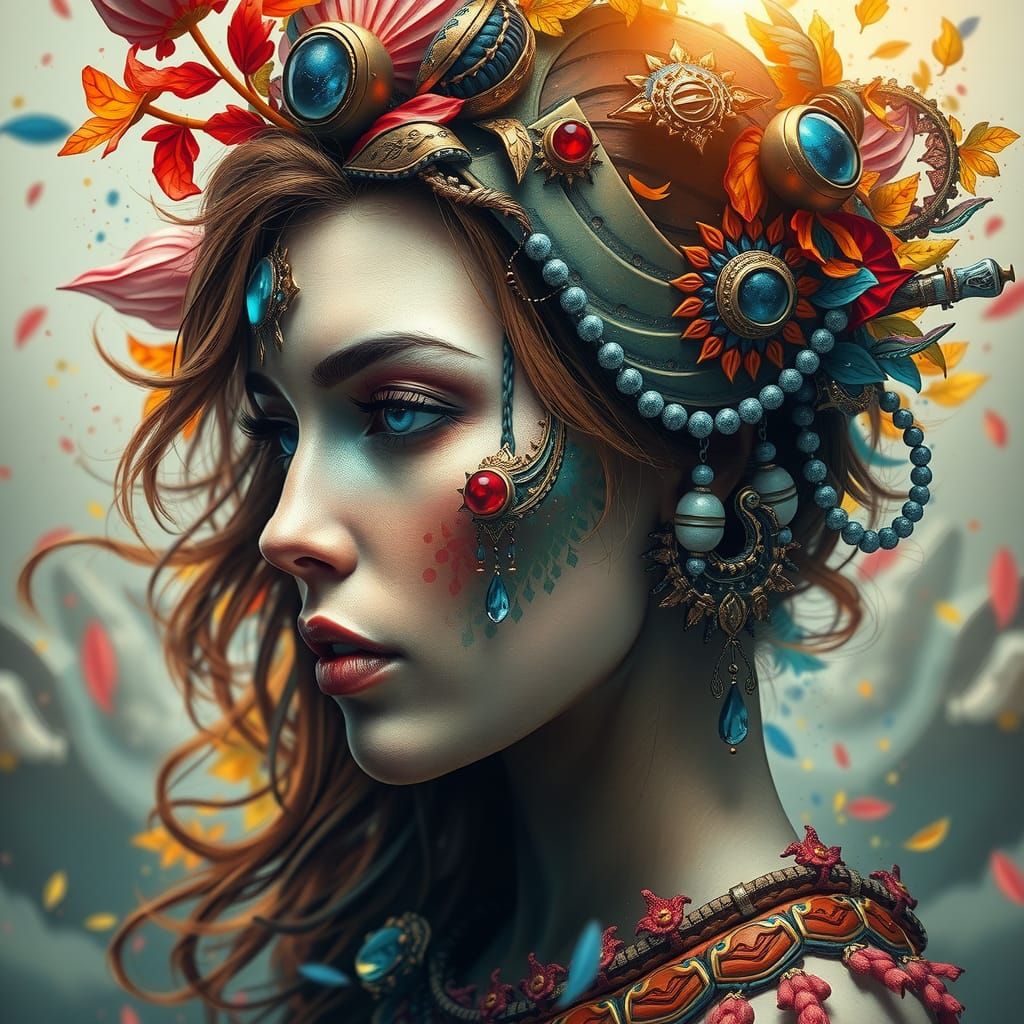 Hyperrealistic Mermaid and Companion Splash Art