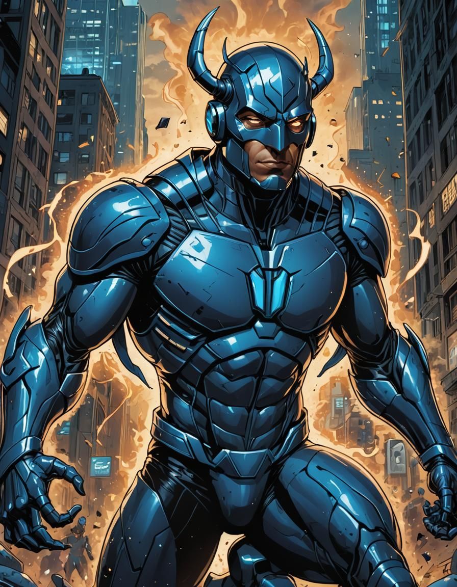 Blue Beetle: Digital Comic Art Inspired by Anime