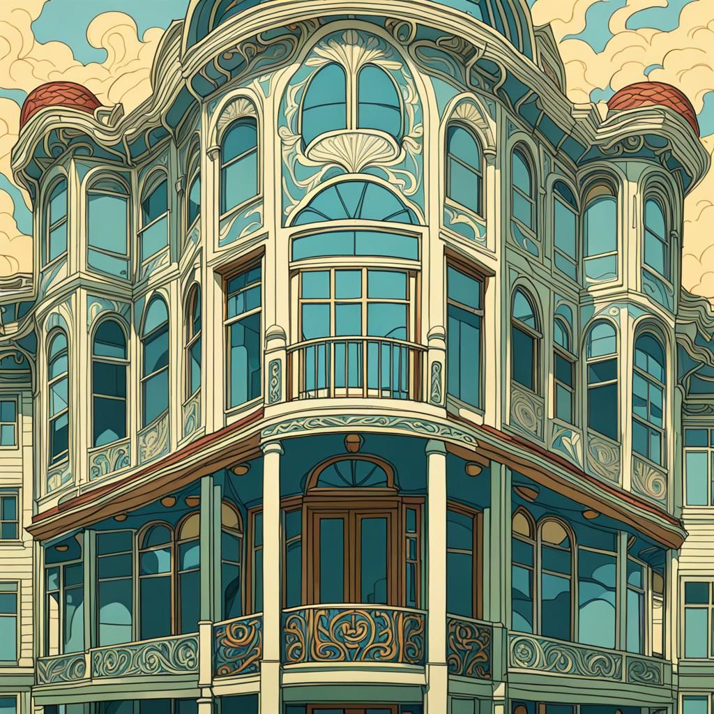 Elegant Building in Art Nouveau Rococo Style