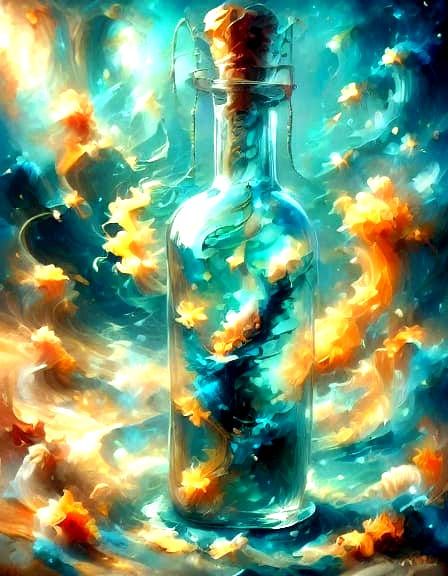 Pop Surrealist Elf Potion in Stylized Bottle