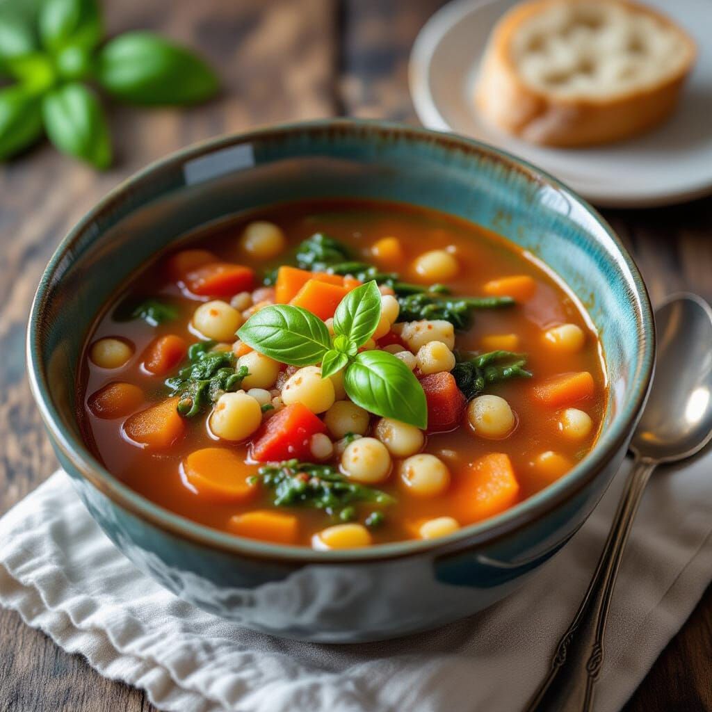 Steaming Bowl of Minestrone Soup