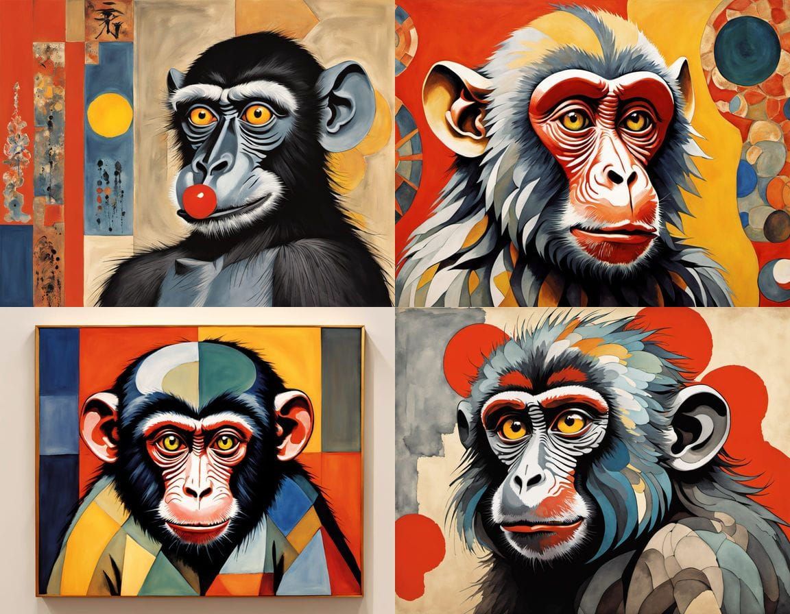 Mutant Baboon Shark in Surreal Japanese Art Deco Horror