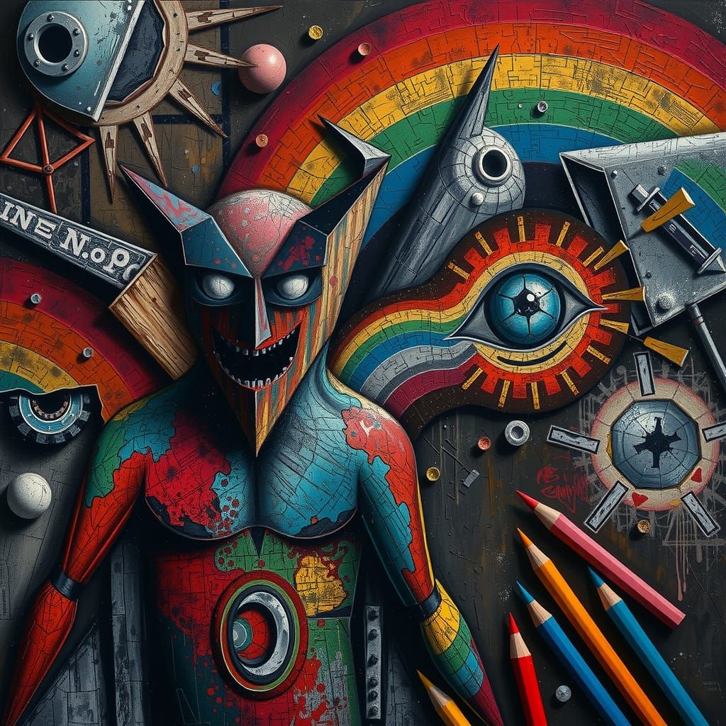 Abstract Social Change: Colliding Geometric Shapes in Bold C...