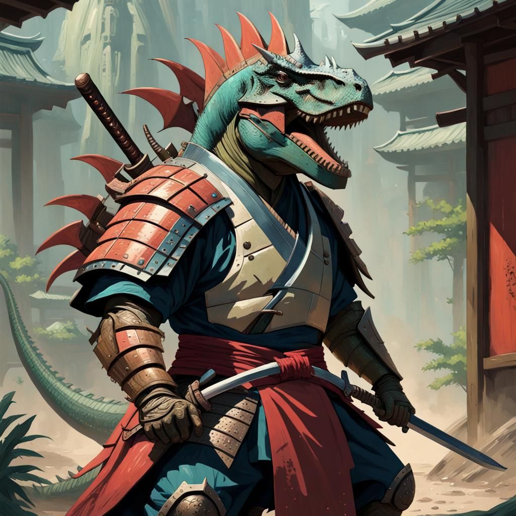 Dinosaur Samurai Digital Painting