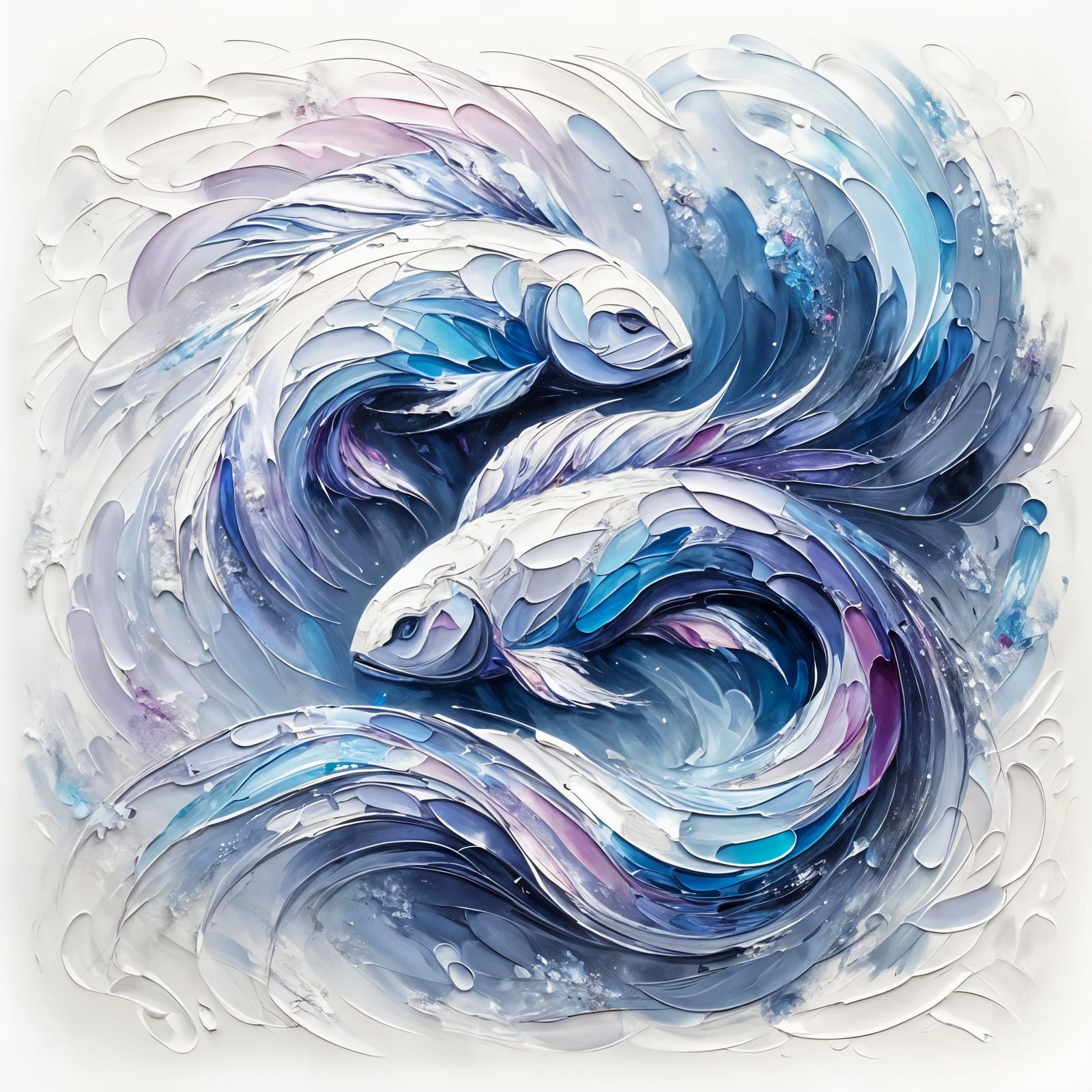 Dreamy Impasto Painting of Pisces Zodiac Sign