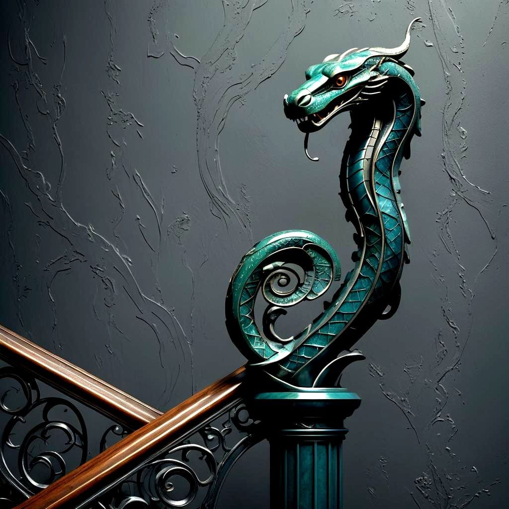 Art Deco Serpent Banister Finial in 3D