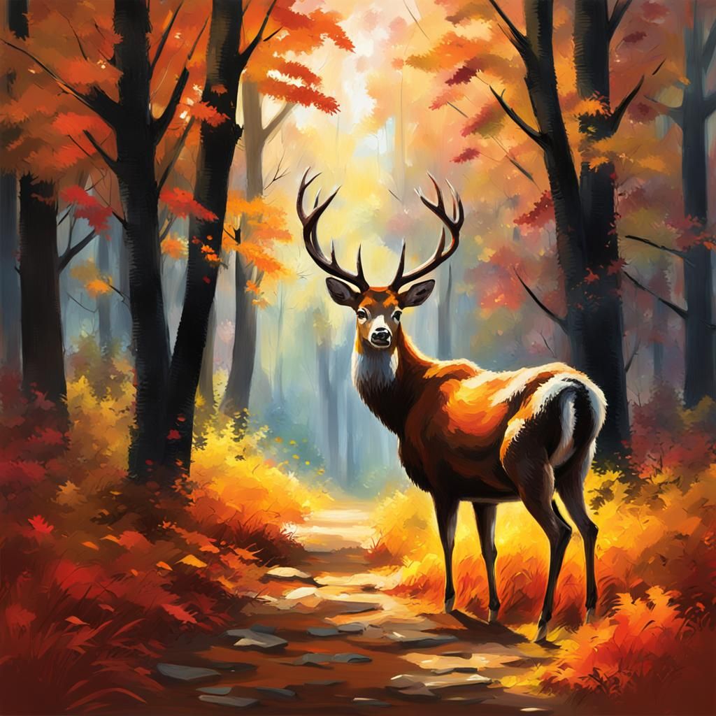 Deer in Autumn Forest Speed Painting
