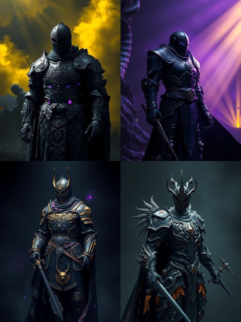 Surreal Dark Fantasy Knight in a Black Void Universe