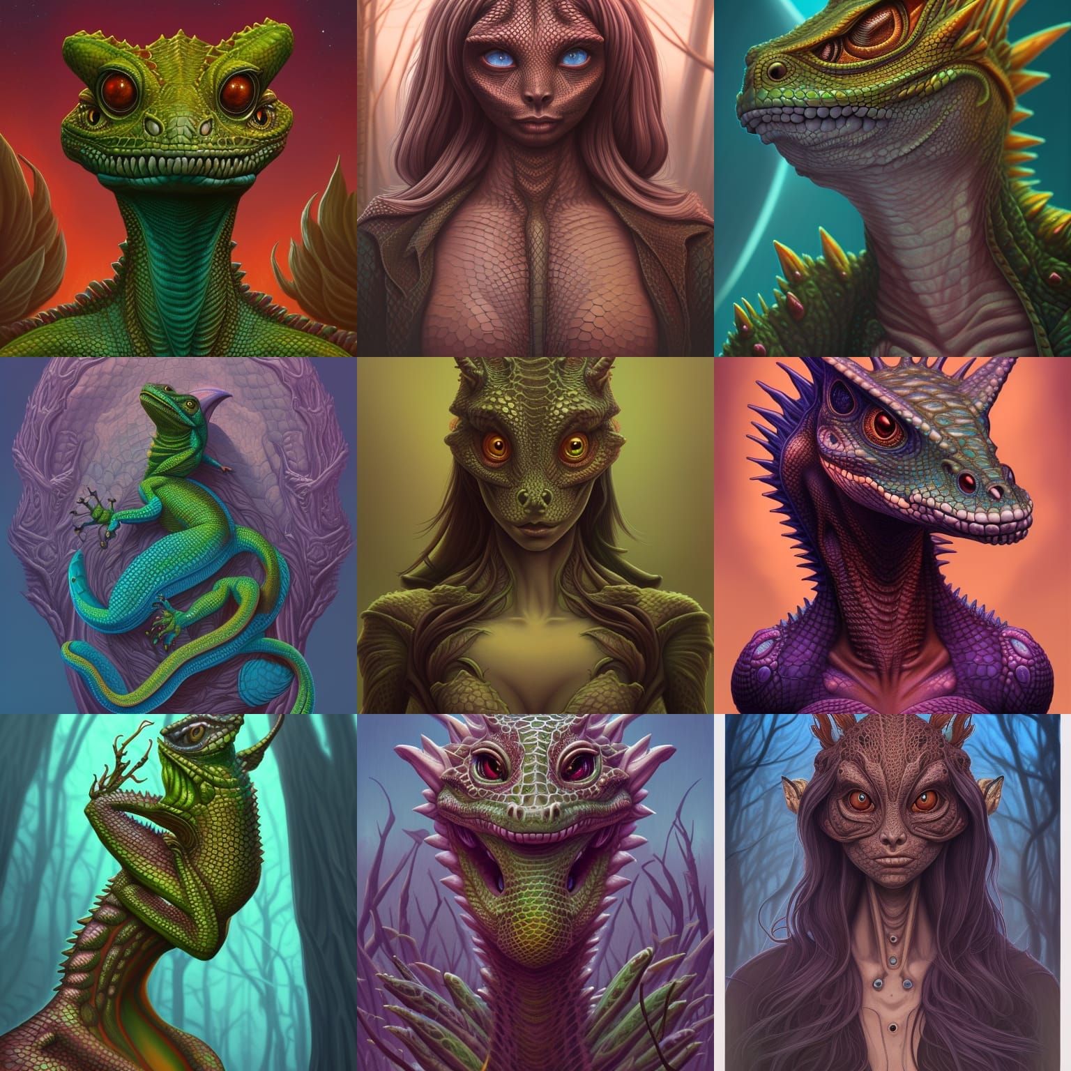 Detailed Lizardfolk Portrait in Gothic Art Style