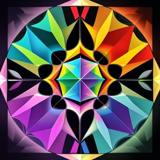 Rainbow Fractal Prism in Cubist Style