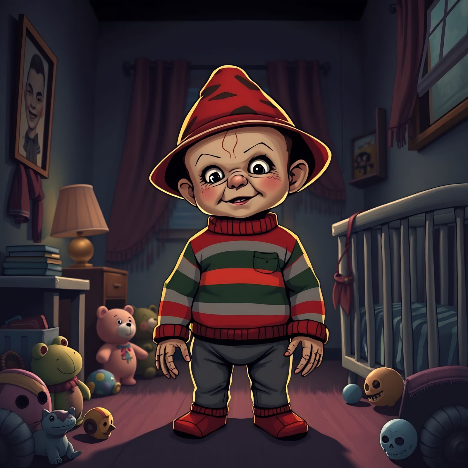 Stylized Baby Freddy Kruger Illustration