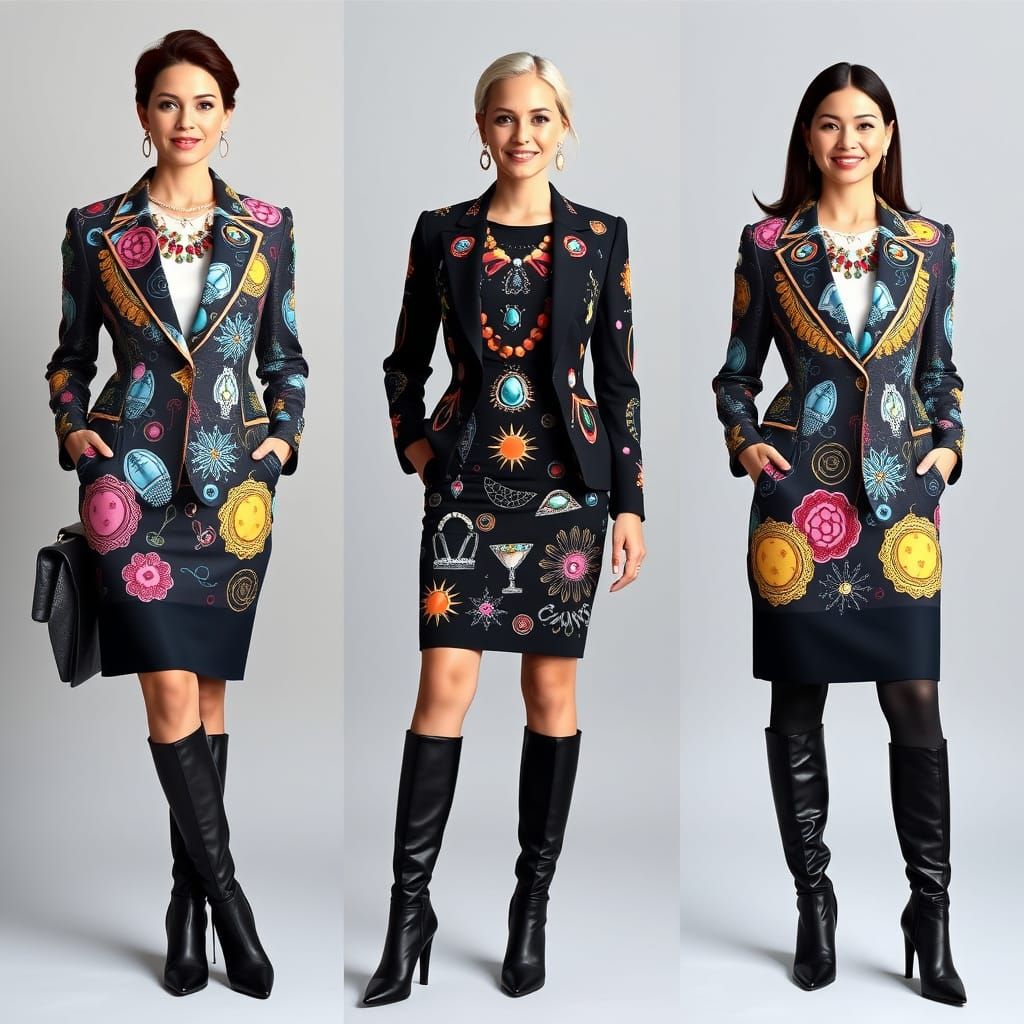 Businesswomen Showcase Jewelry-Patterned Fashion