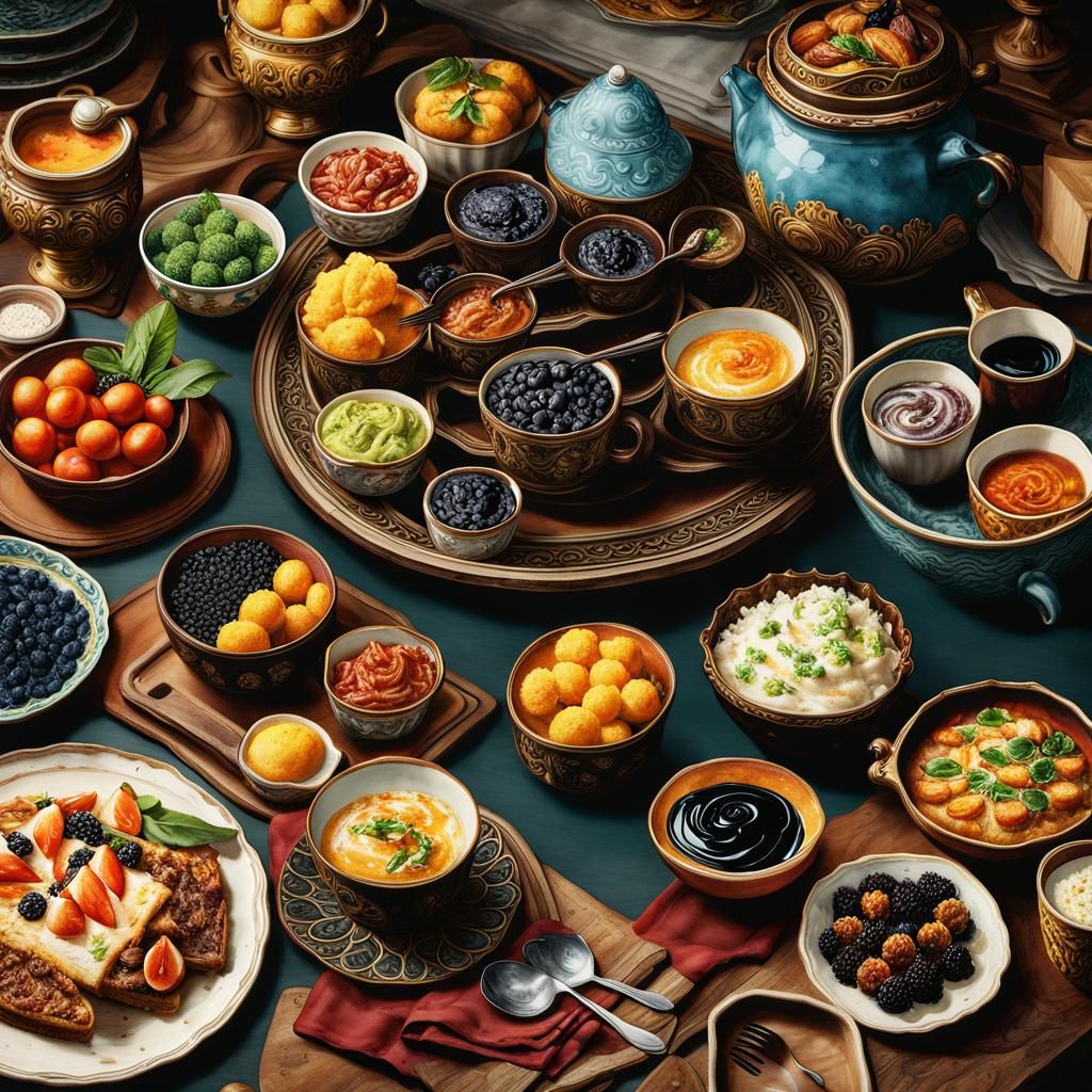 Watercolor Ink Drawing of a Sweet Food Dessert