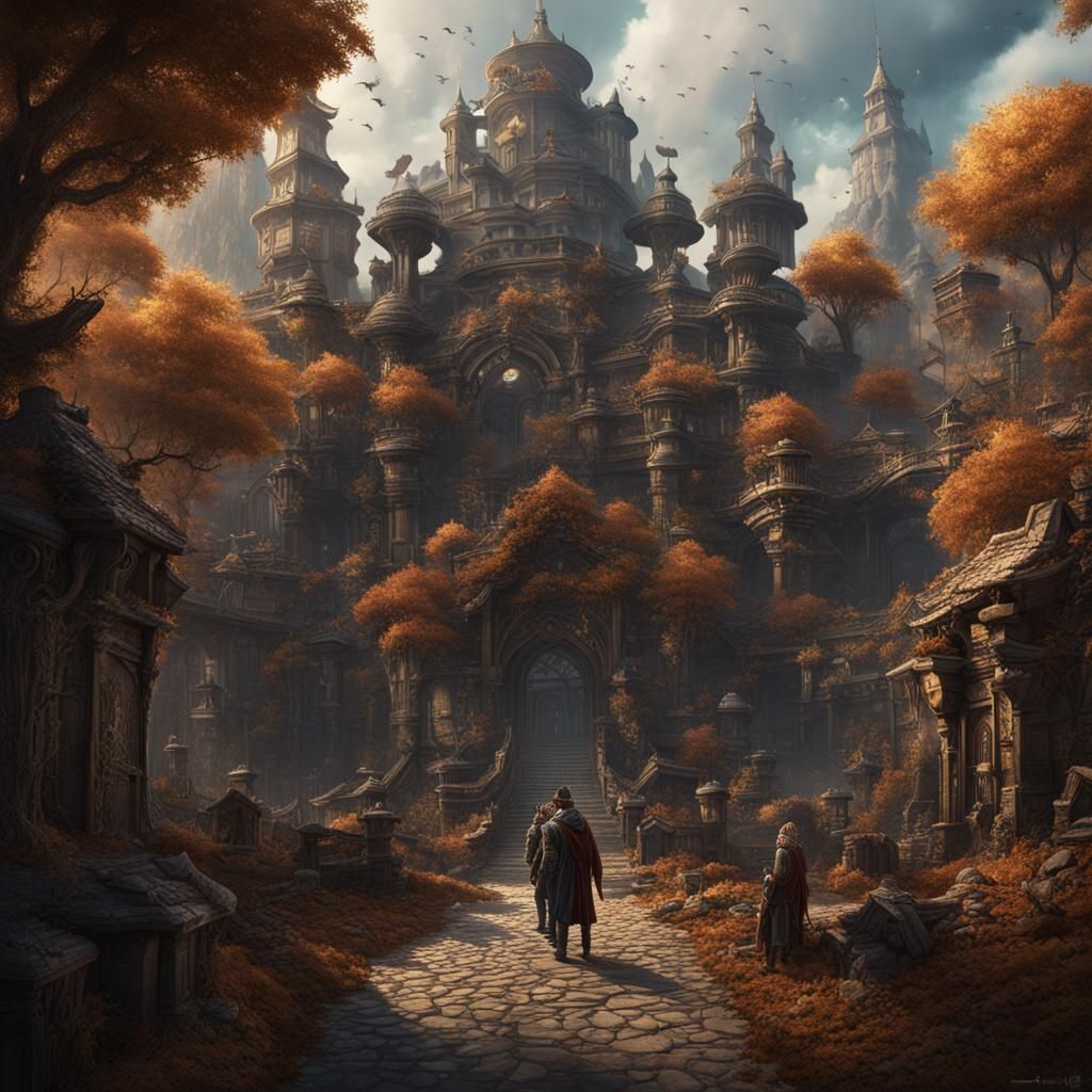 Fantastical People in Detailed Matte Painting