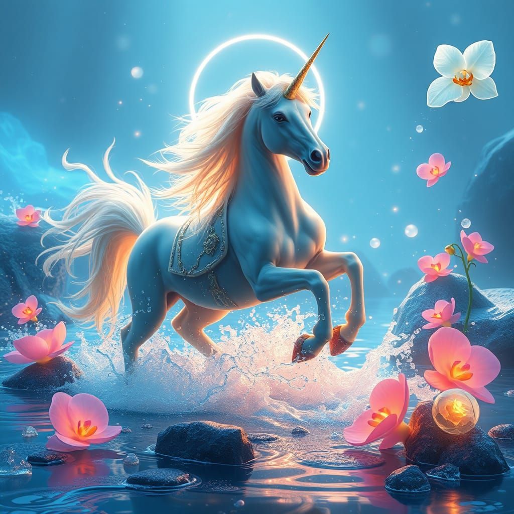 Radiant Centaur Galloping in Bioluminescent Liquid World