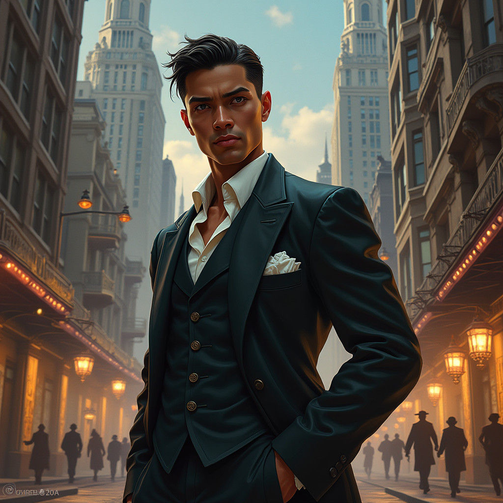 1930s Gangster in Cityscape, as Matte Painting