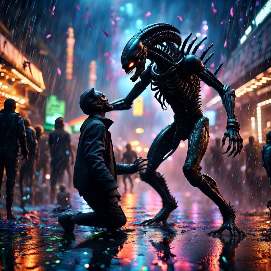 Xenomorph and Predator Celebrate New Year's Eve