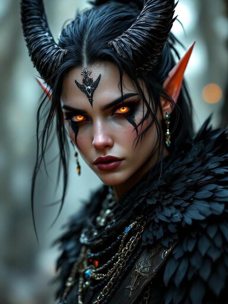 Elven Huntress in Dark Fantasy Style