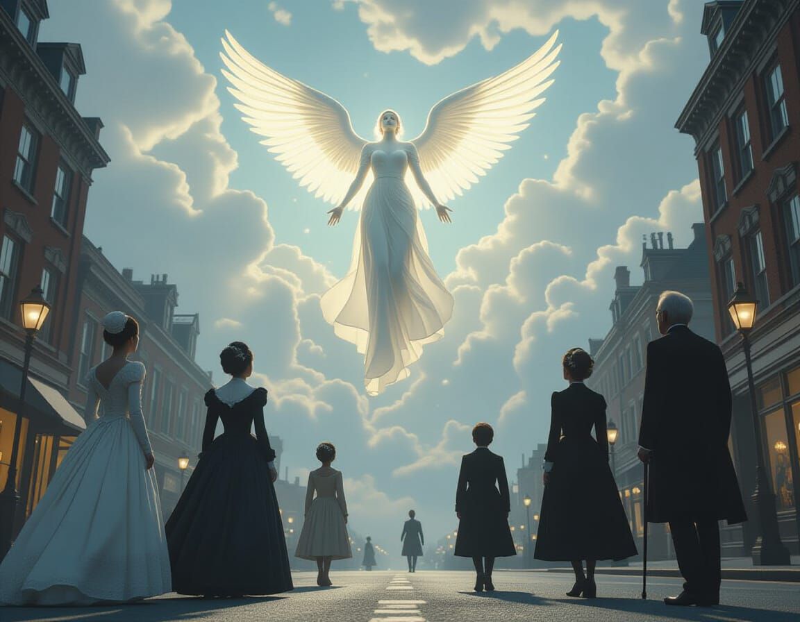 Angelic Ascent: A Cinematic Vision in Victorian Era