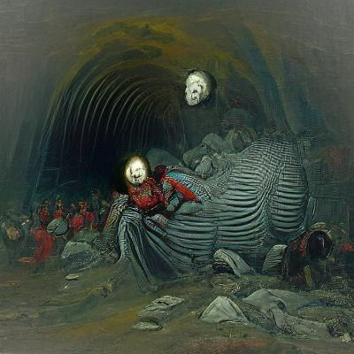 Horrific Tunnels: A Nightmare Scene in Art Style