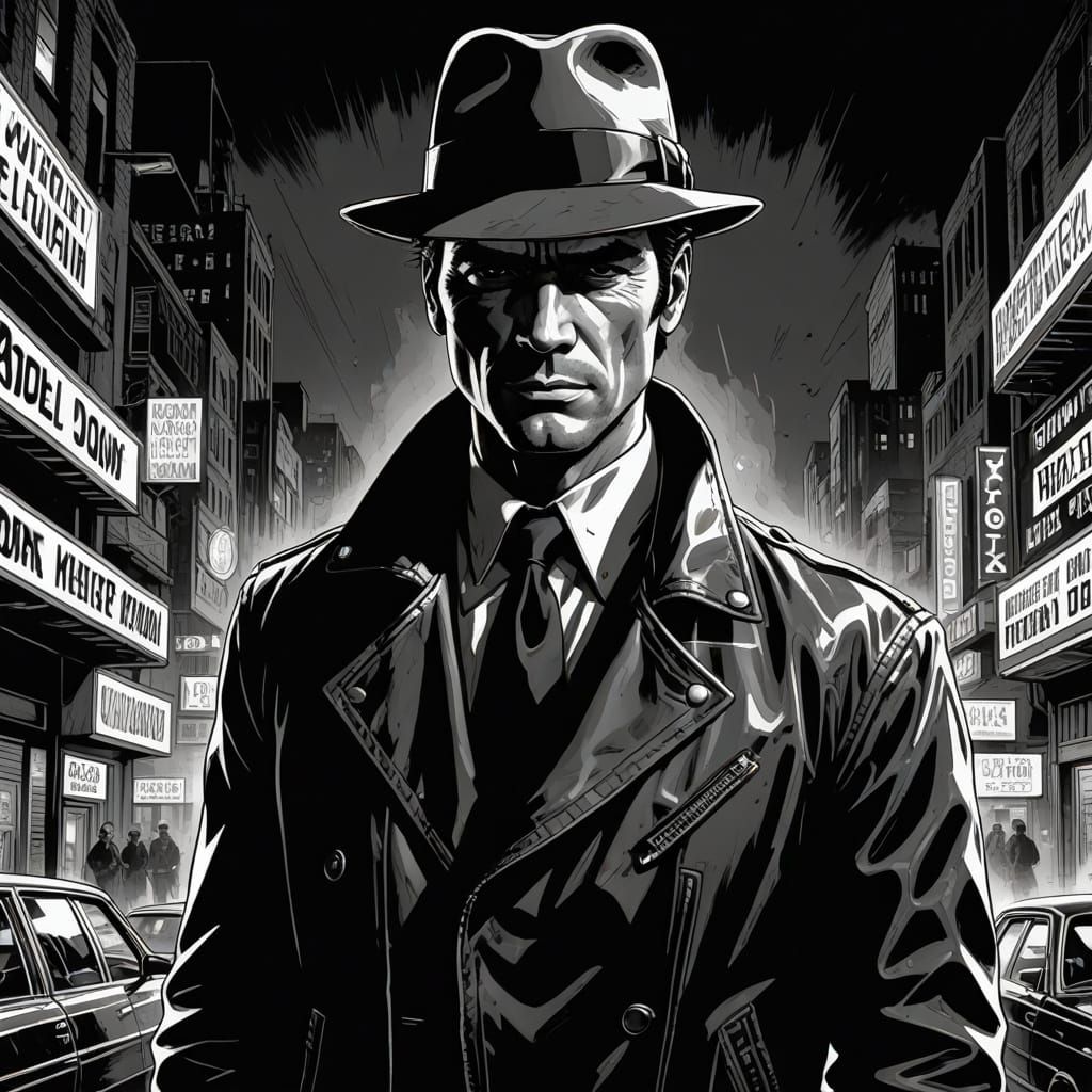 Film Noir Detective in Bold Black and White