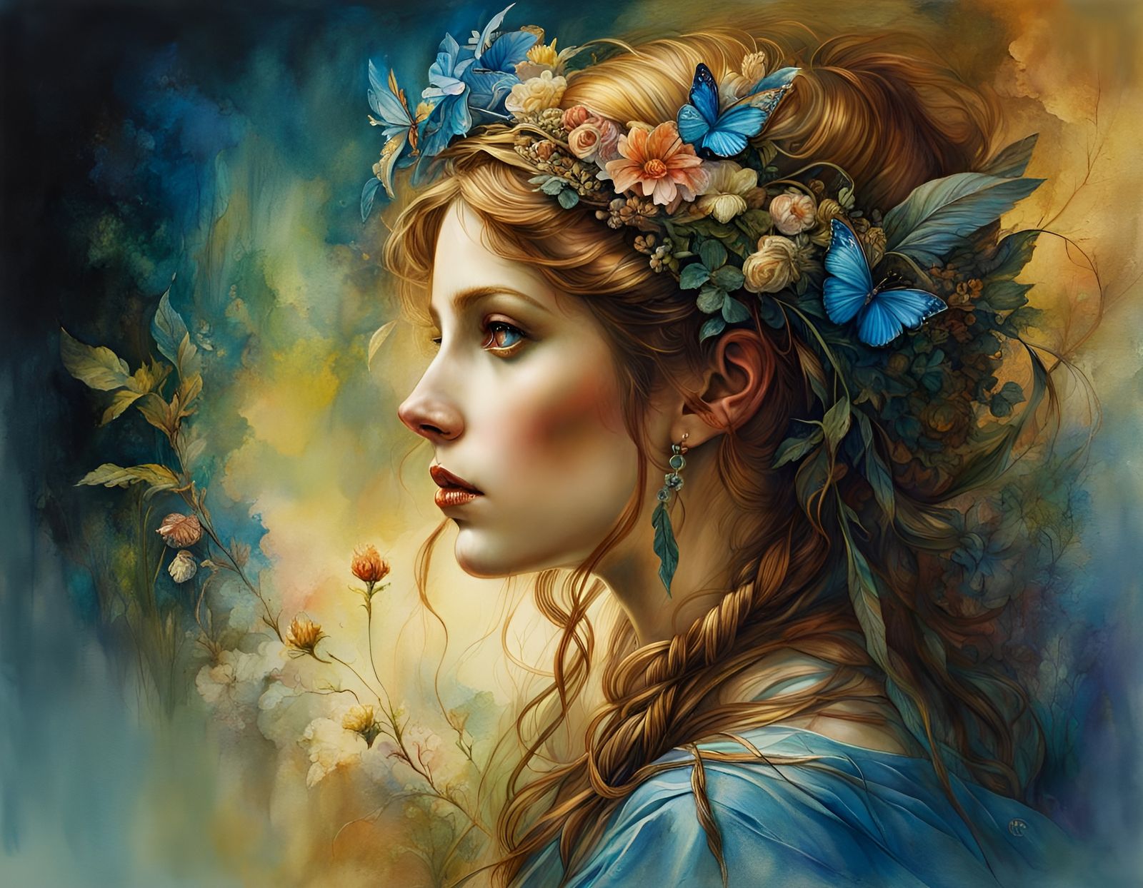 Fantasy Filigree and Shadows in Watercolor Style