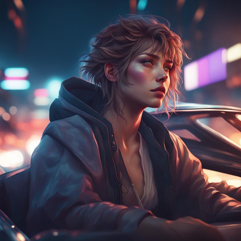 Hyperdetailed JDM Night Drive Portrait