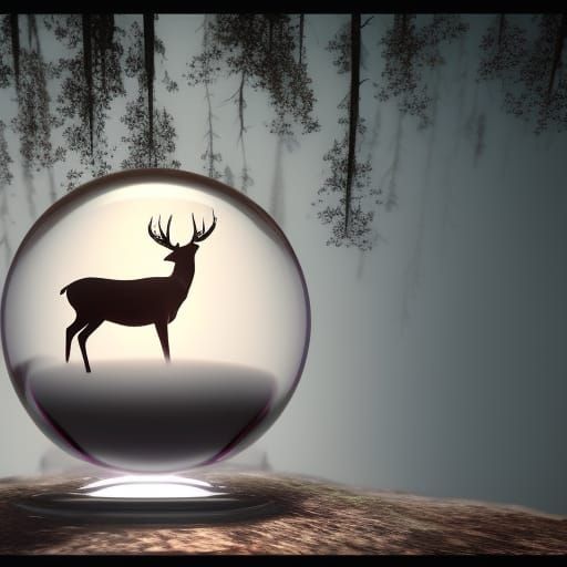 Deer Silhouette in Crystal Ball: Fantasy Concept Art