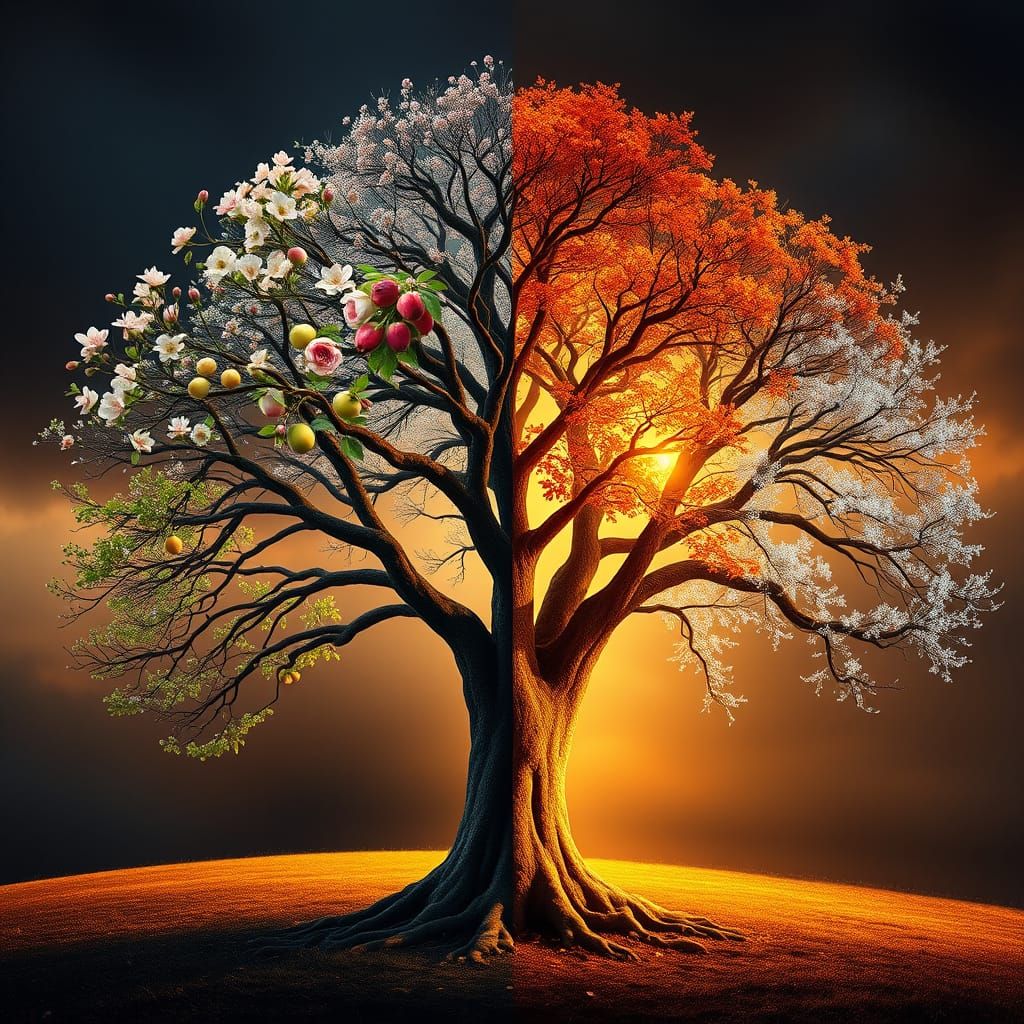 Ethereal Tree of Life in Vintage Oil Painting Style