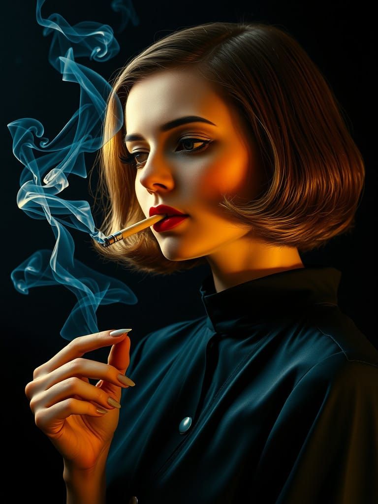 Golden Hour Femme Fatale in Film Noir Style