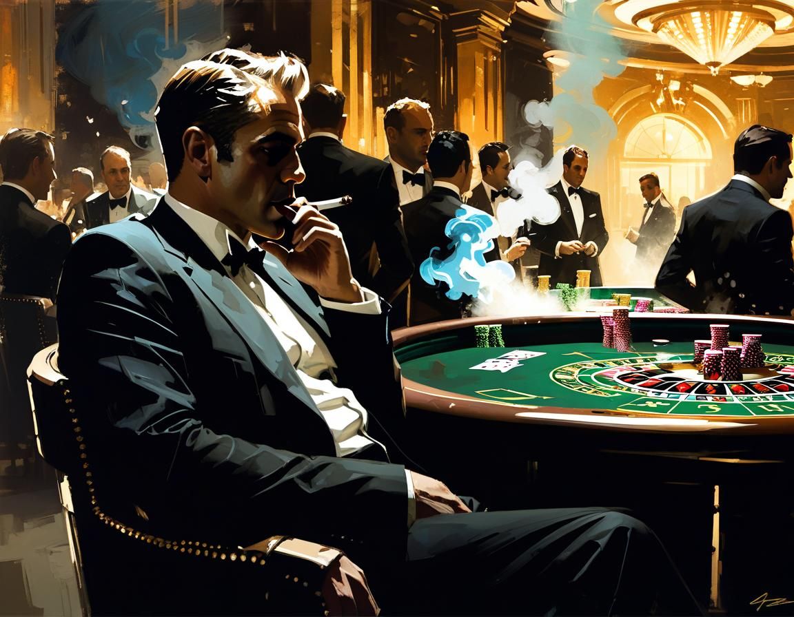Spy in Casino Smoking Cigar in Trompe-l'œil