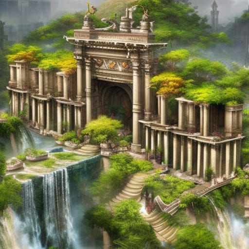 Grand Hanging Garden City: Epic Fantasy Landscape