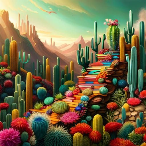 Cactus Eats Socks: Fantasycore Digital Artwork