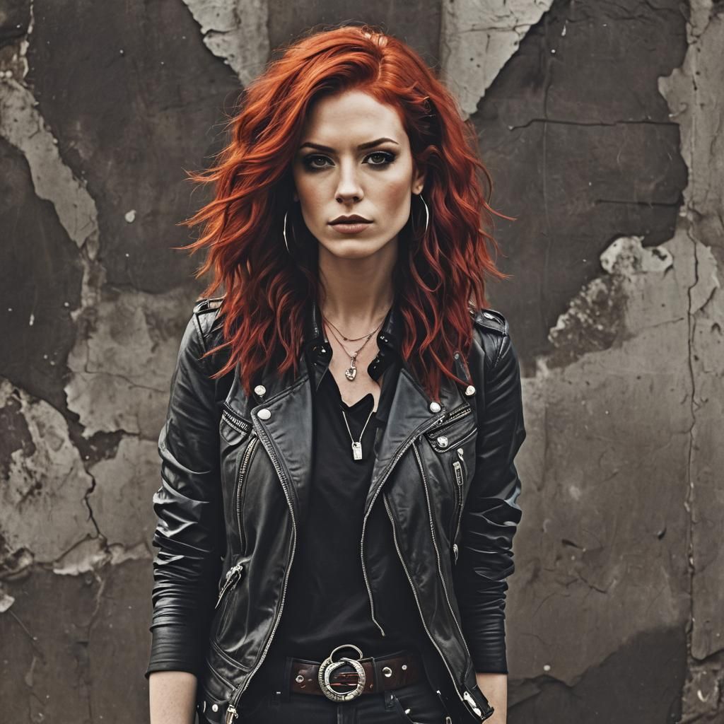 Rock Album Cover with Red-Haired Woman