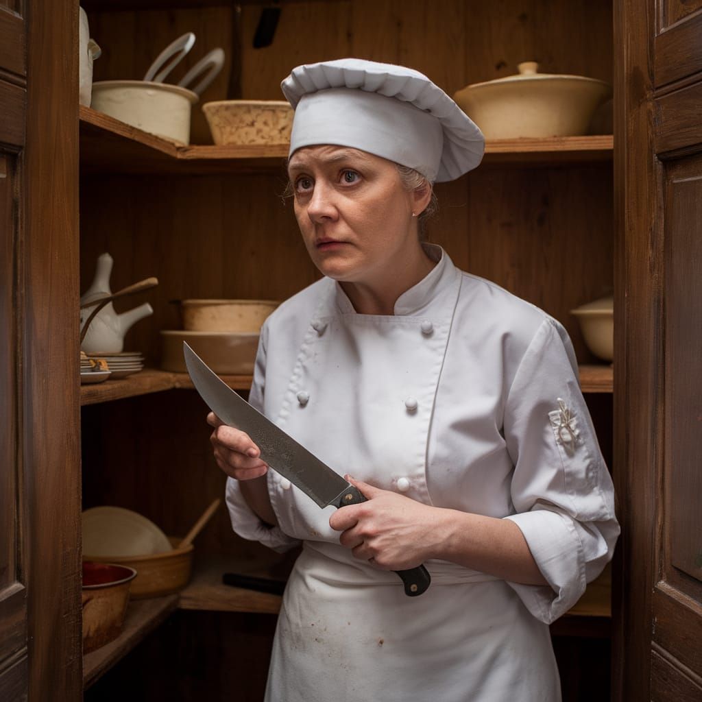 Mysterious Cook in Manor House Pantry