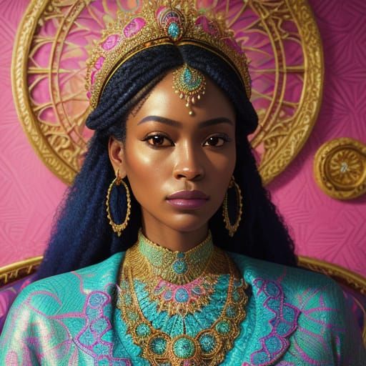Caribbean Beauty in Opulent Parlor: Photorealistic Portrait