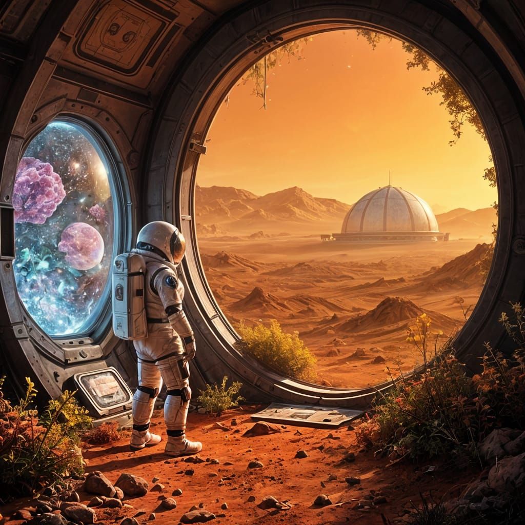 Astronaut Tends Alien Bio-Lab on Mars