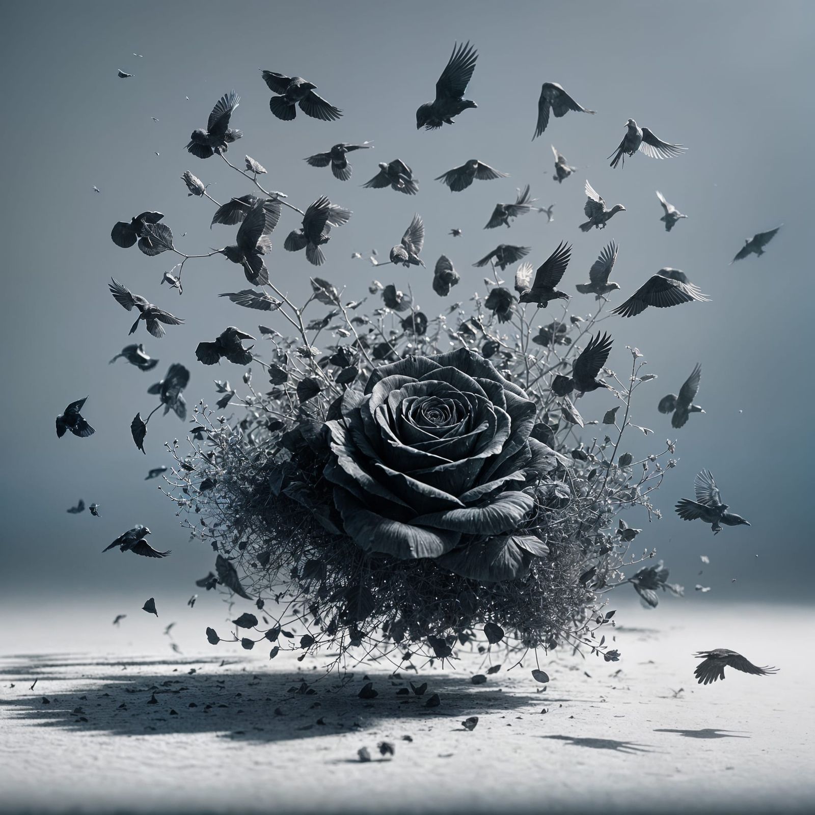 Black Rose Decaying Into Ravens: Cinematic Still