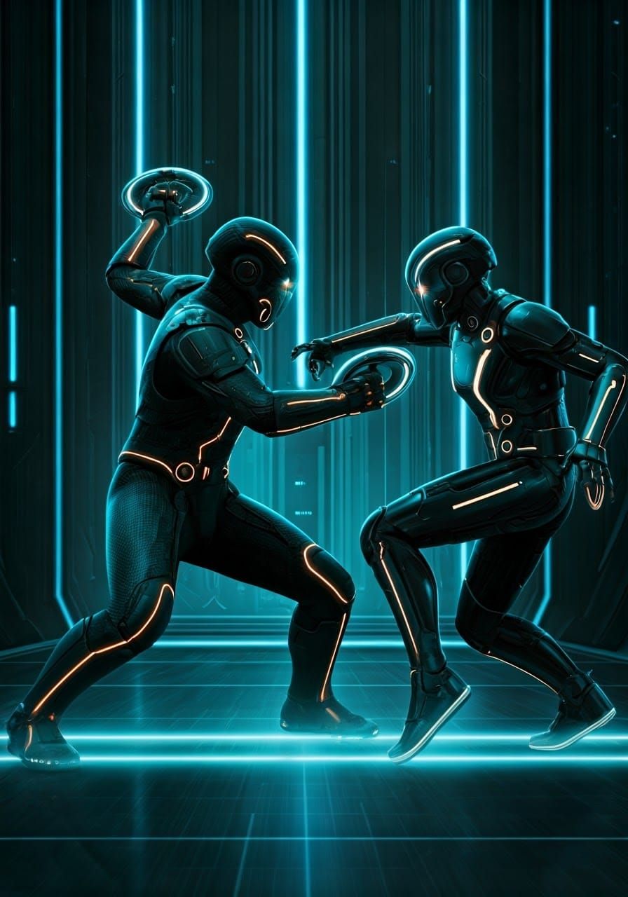 Dystopian Heroes Engage in Futuristic Battle