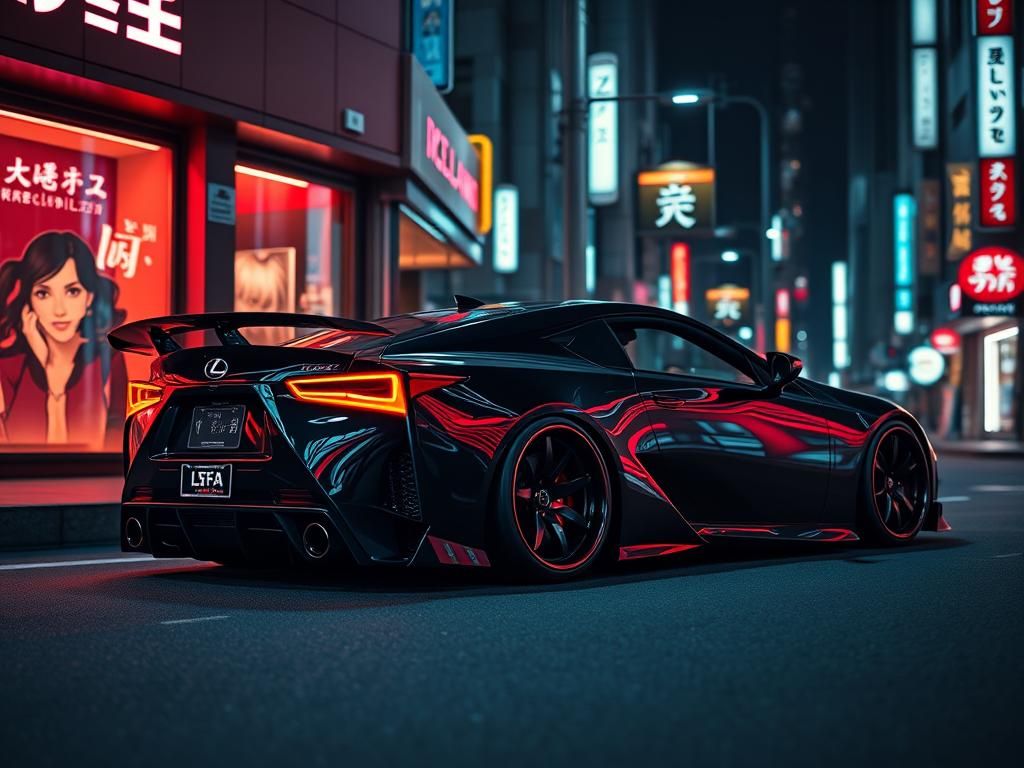 Modified Lexus LFA Shooting Brake in Neon Tokyo