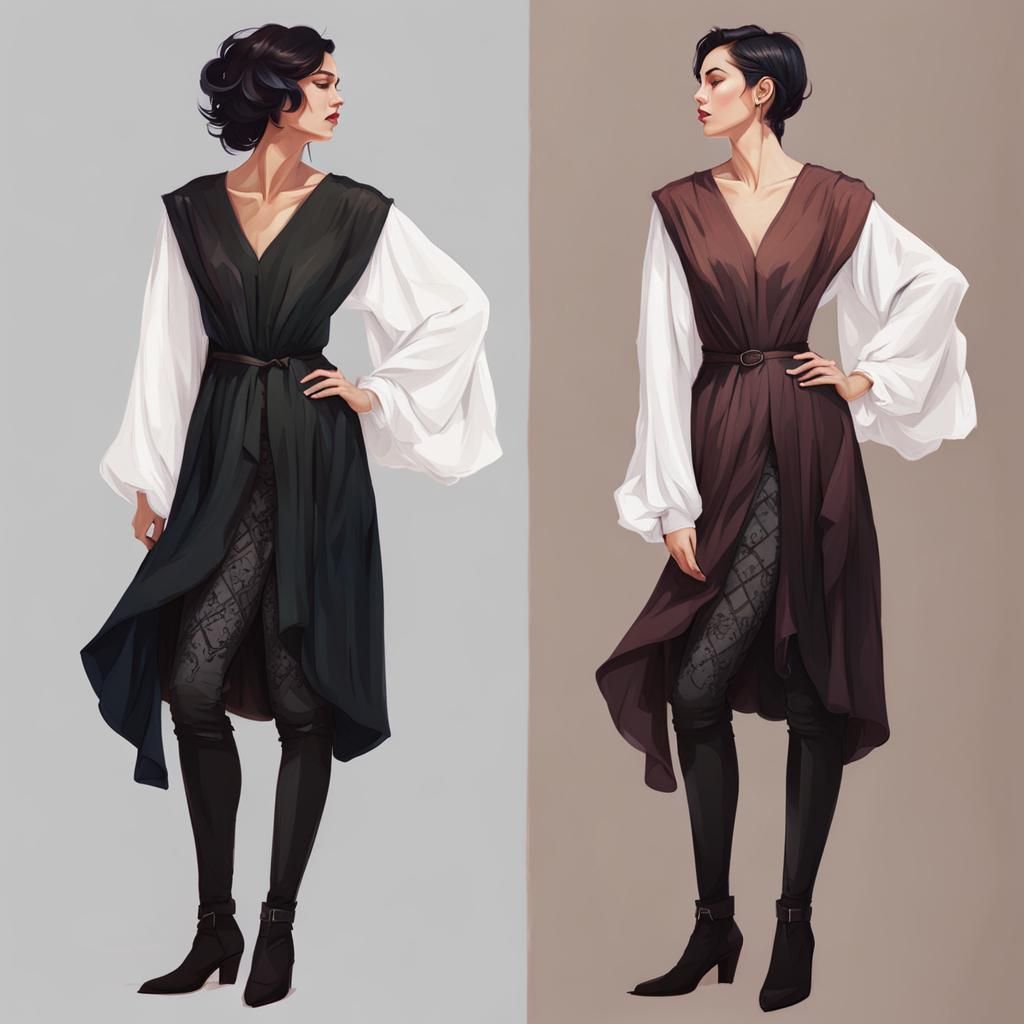 Nonbinary Person Trying on a Dress, Concept Art