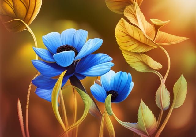 Hyperrealistic Blue Anemones in Cinematic Style