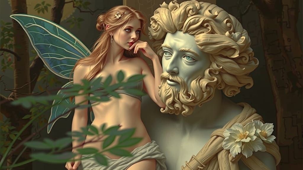 Forest Fairy Statue in Art Nouveau Style