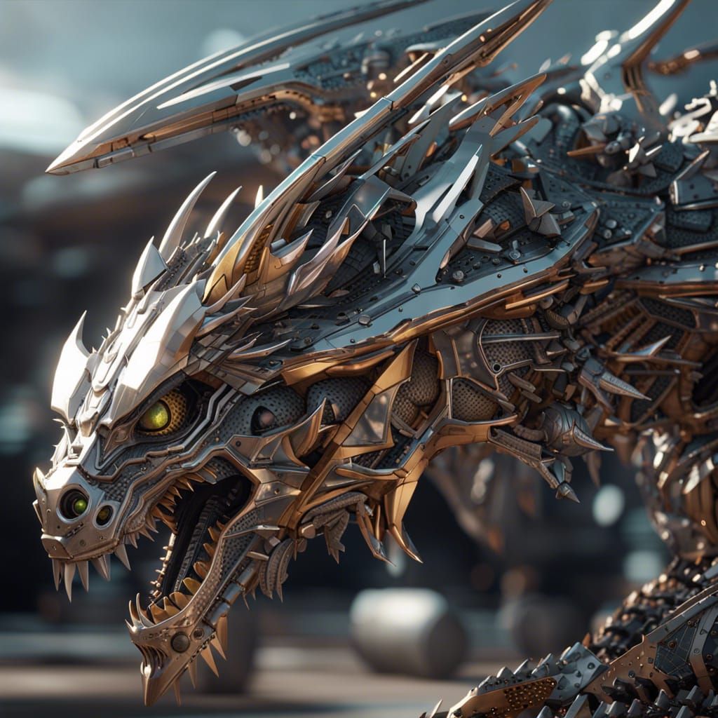 Futuristic Dragons with Intricate Mech Details