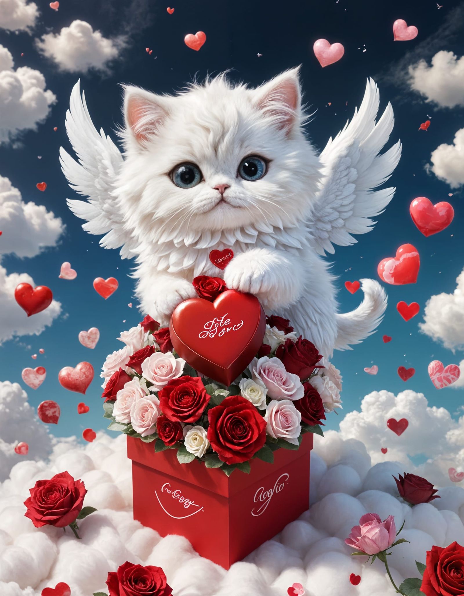 Chibi Cupid's Adorable Persian Kitty Cat Soars in Valentine'...